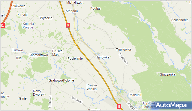 mapa Janówka gmina Augustów, Janówka gmina Augustów na mapie Targeo