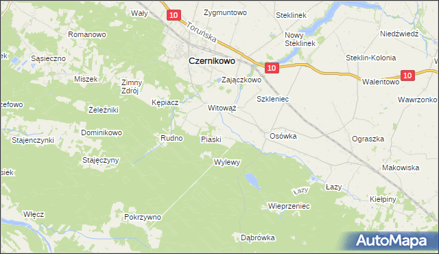 mapa Jaźwiny gmina Czernikowo, Jaźwiny gmina Czernikowo na mapie Targeo