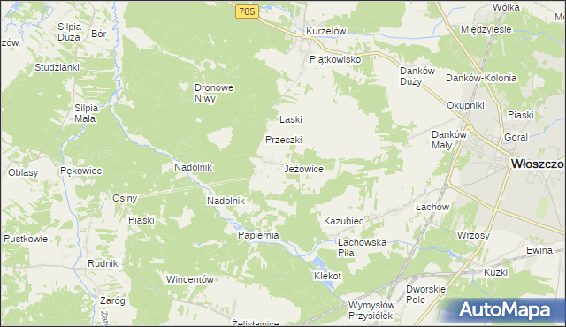 mapa Jeżowice, Jeżowice na mapie Targeo