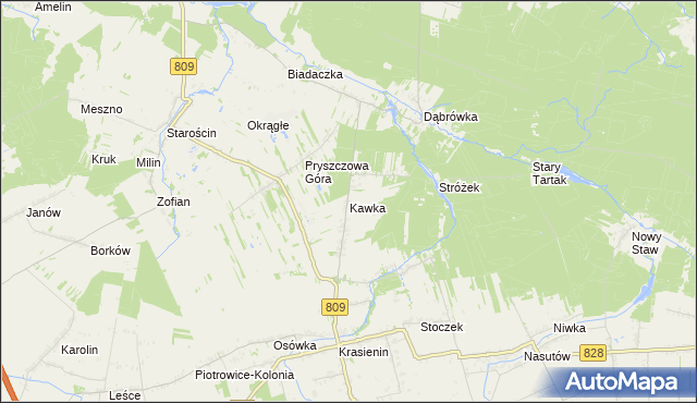 mapa Kawka gmina Niemce, Kawka gmina Niemce na mapie Targeo