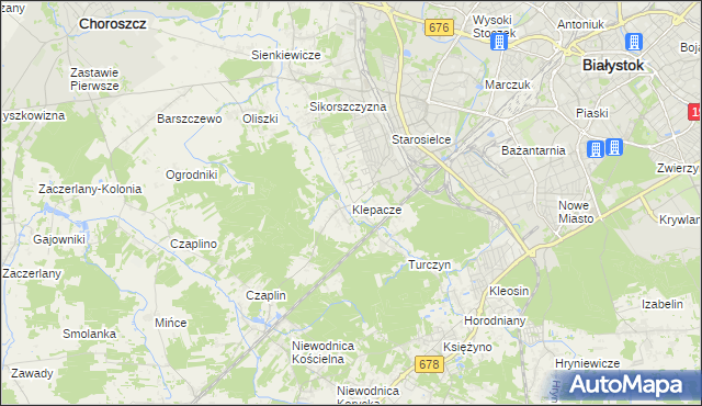 mapa Klepacze gmina Choroszcz, Klepacze gmina Choroszcz na mapie Targeo