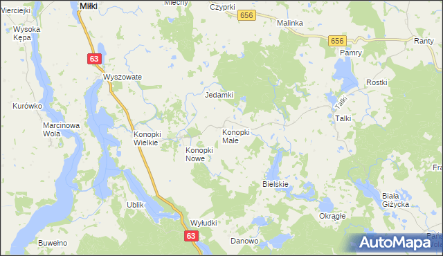 mapa Konopki Małe, Konopki Małe na mapie Targeo