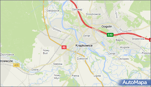 mapa Krapkowice, Krapkowice na mapie Targeo