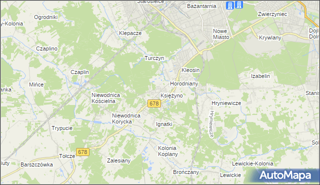 mapa Księżyno, Księżyno na mapie Targeo