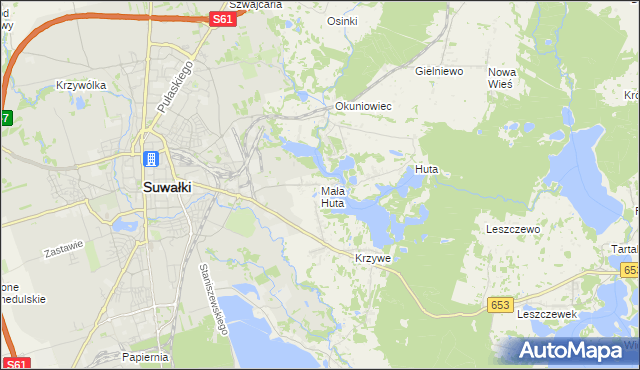 mapa Mała Huta gmina Suwałki, Mała Huta gmina Suwałki na mapie Targeo