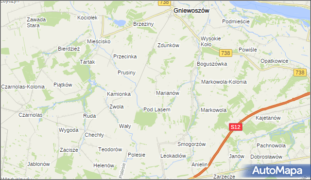 mapa Marianów gmina Gniewoszów, Marianów gmina Gniewoszów na mapie Targeo