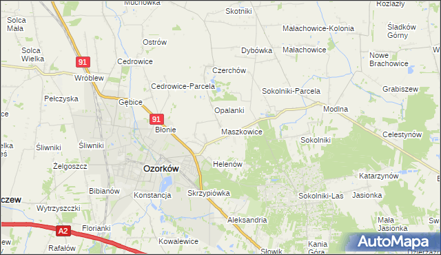 mapa Maszkowice gmina Ozorków, Maszkowice gmina Ozorków na mapie Targeo