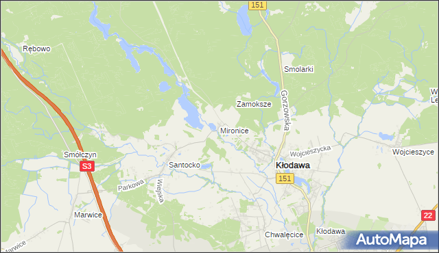 mapa Mironice, Mironice na mapie Targeo