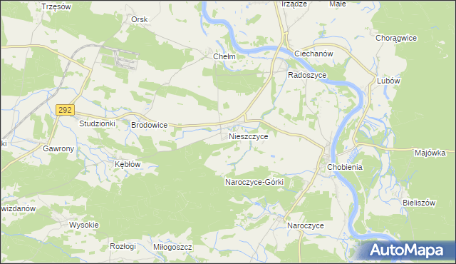 mapa Nieszczyce, Nieszczyce na mapie Targeo