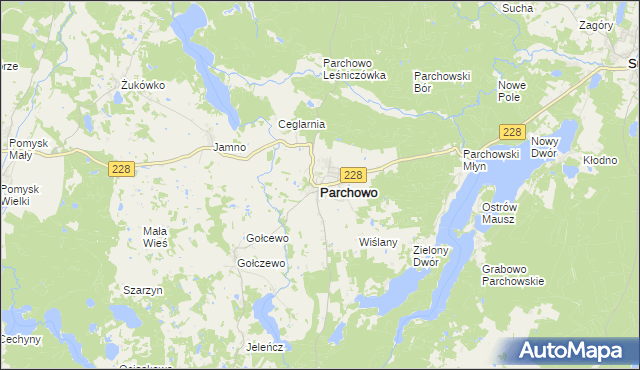 mapa Parchowo powiat bytowski, Parchowo powiat bytowski na mapie Targeo