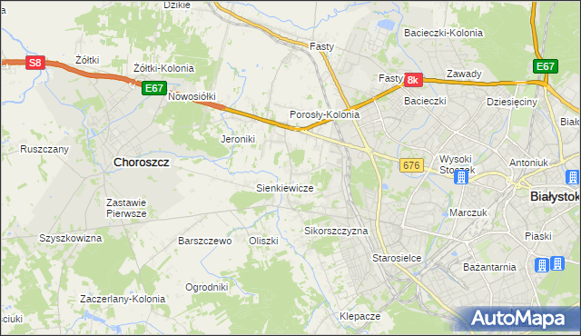 mapa Porosły, Porosły na mapie Targeo