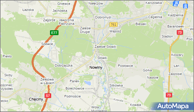 mapa Słowik gmina Sitkówka-Nowiny, Słowik gmina Sitkówka-Nowiny na mapie Targeo