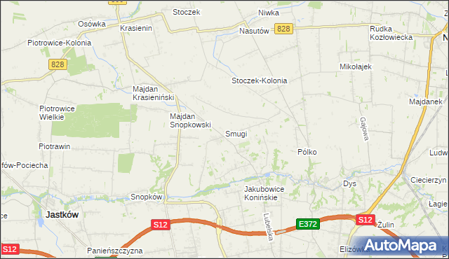 mapa Smugi gmina Jastków, Smugi gmina Jastków na mapie Targeo