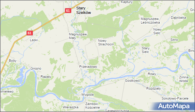 mapa Stary Strachocin, Stary Strachocin na mapie Targeo