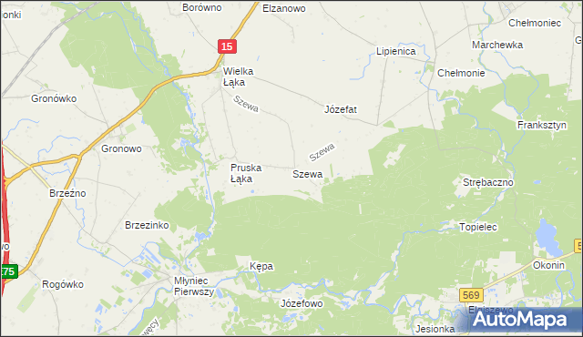 mapa Szewa, Szewa na mapie Targeo