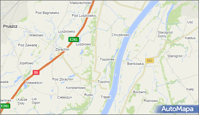 mapa Topolinek gmina Świecie, Topolinek gmina Świecie na mapie Targeo