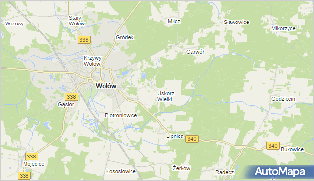 mapa Uskorz Wielki, Uskorz Wielki na mapie Targeo