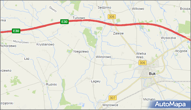 mapa Wiktorowo gmina Buk, Wiktorowo gmina Buk na mapie Targeo