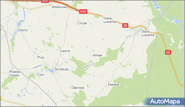 mapa Wildek gmina Szydłowo, Wildek gmina Szydłowo na mapie Targeo