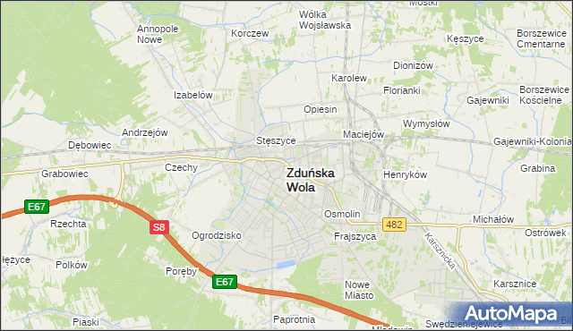 mapa Zduńska Wola, Zduńska Wola na mapie Targeo