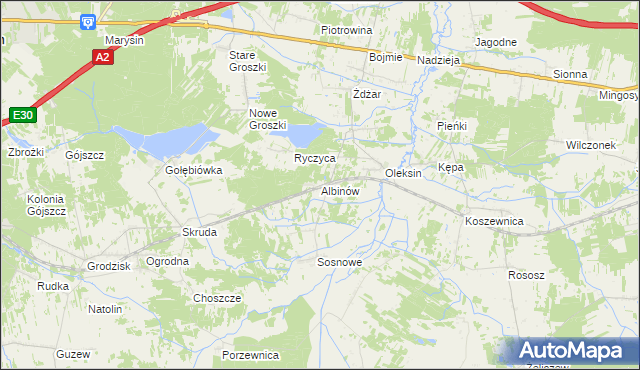 mapa Albinów gmina Kotuń, Albinów gmina Kotuń na mapie Targeo