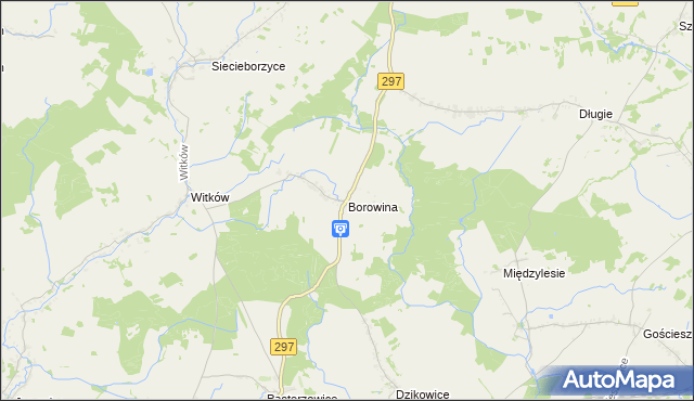 mapa Borowina gmina Szprotawa, Borowina gmina Szprotawa na mapie Targeo