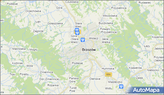 mapa Brzozów, Brzozów na mapie Targeo