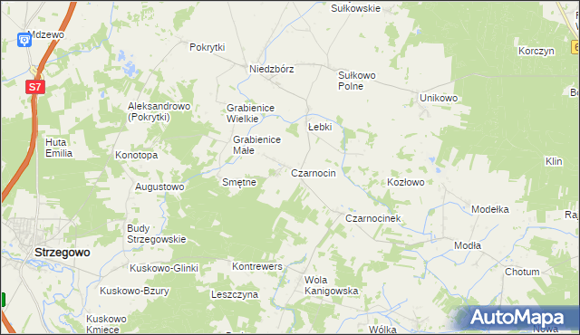 mapa Czarnocin gmina Strzegowo, Czarnocin gmina Strzegowo na mapie Targeo
