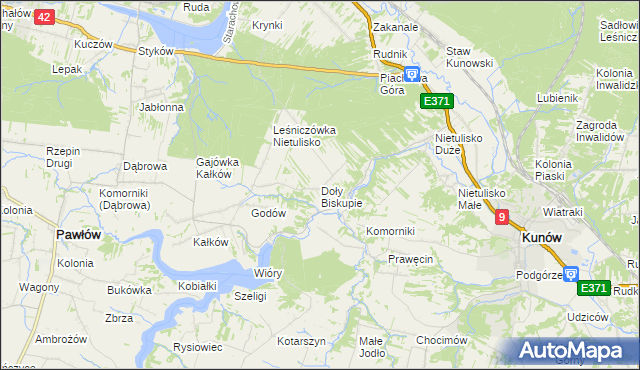 mapa Doły Biskupie, Doły Biskupie na mapie Targeo