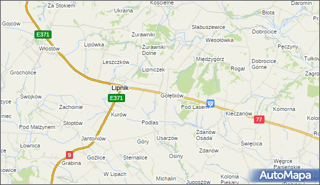 mapa Gołębiów gmina Lipnik, Gołębiów gmina Lipnik na mapie Targeo