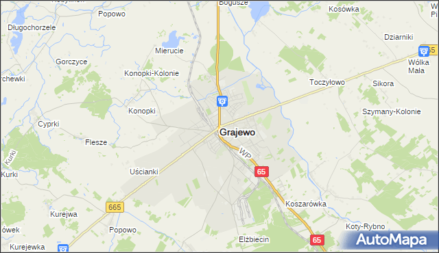 mapa Grajewo, Grajewo na mapie Targeo