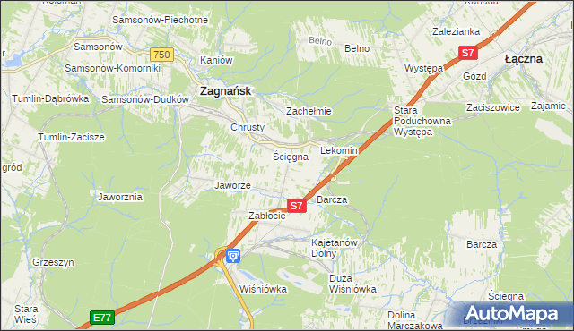 mapa Gruszka gmina Zagnańsk, Gruszka gmina Zagnańsk na mapie Targeo