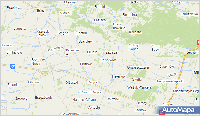 mapa Henryków gmina Iłów, Henryków gmina Iłów na mapie Targeo