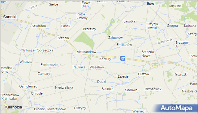 mapa Kaptury gmina Iłów, Kaptury gmina Iłów na mapie Targeo