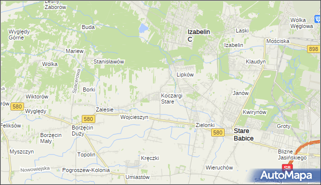 mapa Koczargi Stare, Koczargi Stare na mapie Targeo