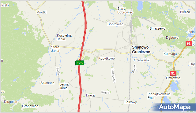 mapa Kopytkowo gmina Smętowo Graniczne, Kopytkowo gmina Smętowo Graniczne na mapie Targeo