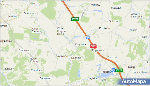 mapa Korytnica gmina Trojanów, Korytnica gmina Trojanów na mapie Targeo