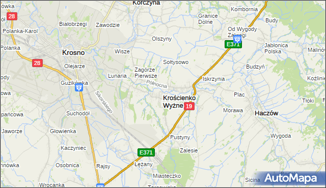 mapa Krościenko Wyżne, Krościenko Wyżne na mapie Targeo