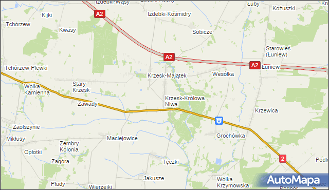 mapa Krzesk-Królowa Niwa, Krzesk-Królowa Niwa na mapie Targeo