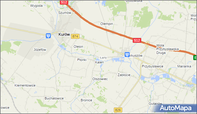mapa Łany gmina Markuszów, Łany gmina Markuszów na mapie Targeo