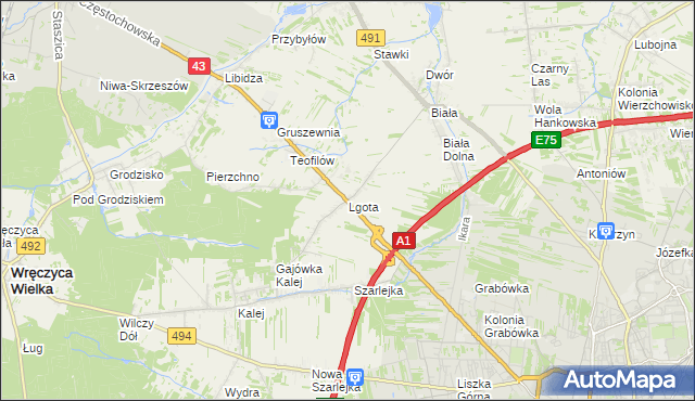 mapa Lgota gmina Kłobuck, Lgota gmina Kłobuck na mapie Targeo