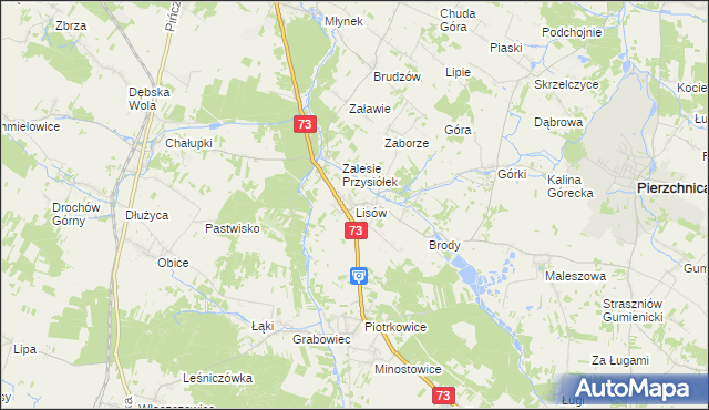 mapa Lisów gmina Morawica, Lisów gmina Morawica na mapie Targeo