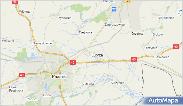 mapa Lubrza powiat prudnicki, Lubrza powiat prudnicki na mapie Targeo