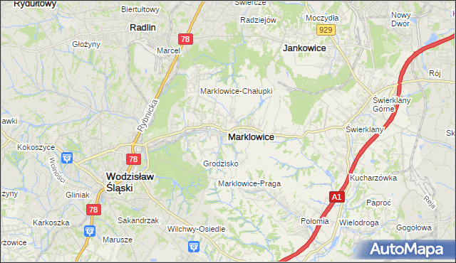 mapa Marklowice, Marklowice na mapie Targeo