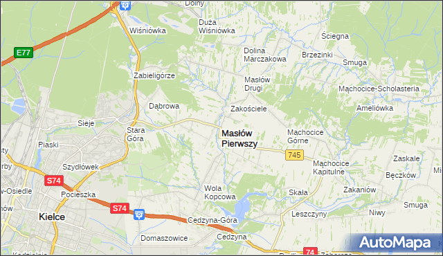 mapa Masłów Pierwszy, Masłów Pierwszy na mapie Targeo