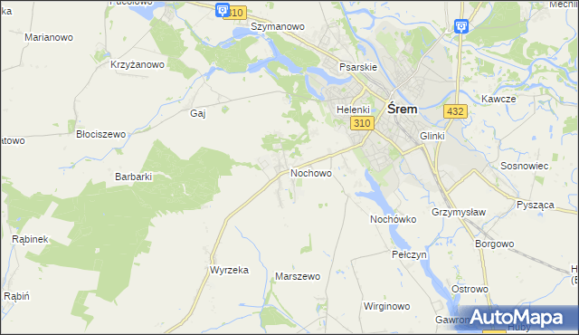 mapa Nochowo, Nochowo na mapie Targeo