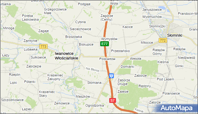 mapa Poskwitów, Poskwitów na mapie Targeo
