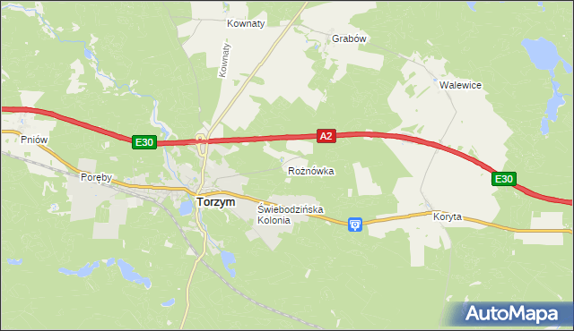 mapa Rożnówka, Rożnówka na mapie Targeo