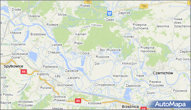 mapa Rusocice gmina Czernichów, Rusocice gmina Czernichów na mapie Targeo