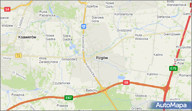 mapa Rzgów powiat łódzki wschodni, Rzgów powiat łódzki wschodni na mapie Targeo